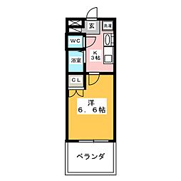 パルティール御器所 1Kの間取図画像