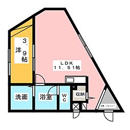 吹上ラファイエット 1LDKの間取図画像