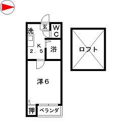リバティー川名 1Kの間取図画像