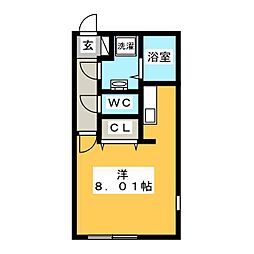 ブランシェ桜山3 1Kの間取図画像