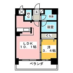 パラドール吹上 1LDKの間取図画像