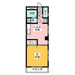 カームハイツ 1LDKの間取図画像