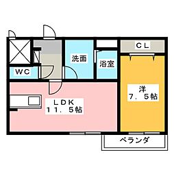 サンドリヨンゴキソ 1LDKの間取図画像