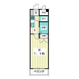 秋の陽の 1Kの間取図画像