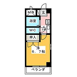 ルネッサ小桜 1Kの間取図画像