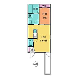ひなたと春色のLumina 1LDKの間取図画像