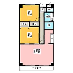 メゾン松月 2LDKの間取図画像
