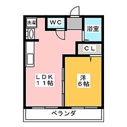 メゾンさかい 1LDKの間取図画像