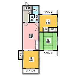 内山ビル 3階3DKの間取り