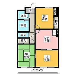 エスポワールメゾン神郷 3DKの間取図画像