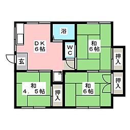 八熊ハイツ 2階3DKの間取り