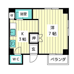 イノウエ大須ビル 6階1Kの間取り
