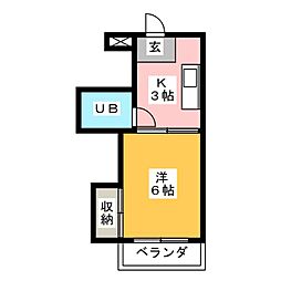 牛立コーポ 1Kの間取図画像