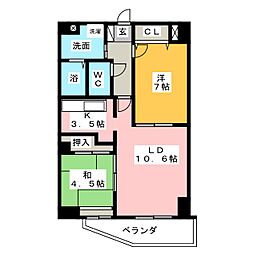 ＳＵＧＡＲ　ＨＯＵＳＥ 3階2LDKの間取り