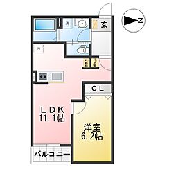 リベール元中野II 1LDKの間取図画像
