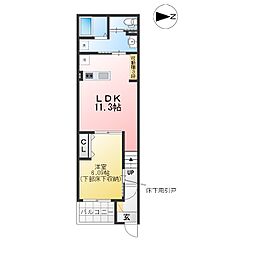 リベール元中野II 1LDKの間取図画像