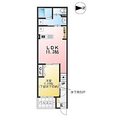 リヴェール元中野II 1LDKの間取図画像