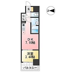 名古屋市中区金山3丁目マンション 1DKの間取図画像