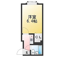 スクエアフォー 1Kの間取図画像