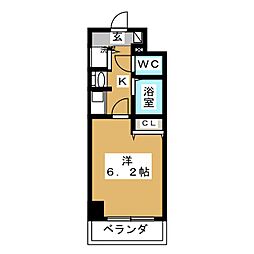 プレミアムコート名古屋金山インテルノ 1Kの間取図画像
