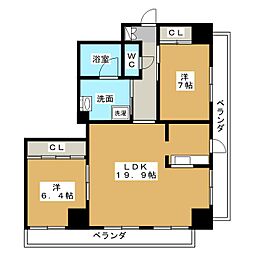 SOLAO金山 2LDKの間取図画像