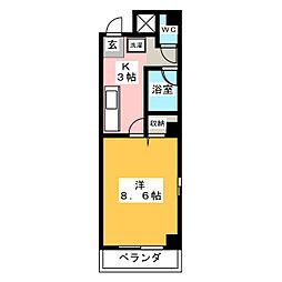 タウンコートタチバナ 1Kの間取図画像