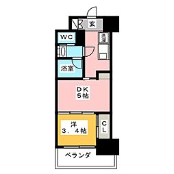 パークアクシス名古屋山王橋 1DKの間取図画像