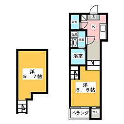 ハーモニーテラス大宝 1Kの間取図画像