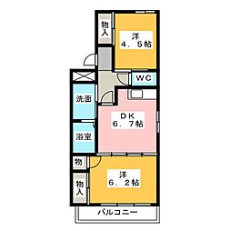 クレール大島 2DKの間取図画像