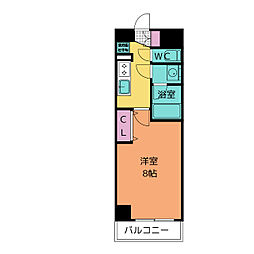 ラフィーネ日比野2 1Kの間取図画像