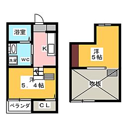 Jeunesse石場 1Kの間取図画像