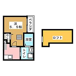 リベルテ露橋 1Kの間取図画像
