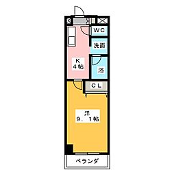 エトワールポレール 1Kの間取図画像