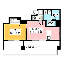 プロシード金山 1LDKの間取図画像