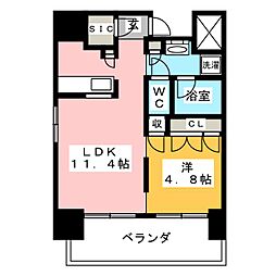 パークサイド金山 1LDKの間取図画像