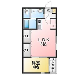 ハーモニーテラス外新町2 1LDKの間取図画像