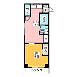 遠藤ビル 1DKの間取図画像