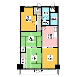 イサジビル 4DKの間取図画像
