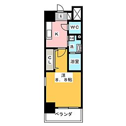 カトルセゾン金山 1Kの間取図画像