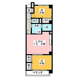 八熊曾七ハオス 2LDKの間取図画像