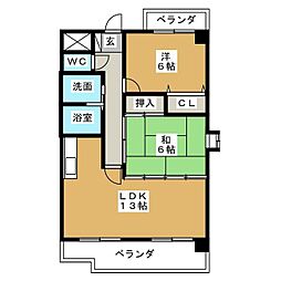 エスポワール金山 2LDKの間取図画像