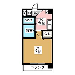 パークフラッツ金山 1Kの間取図画像