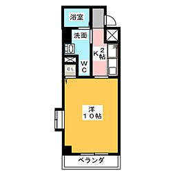 フォーティーンヒルズ高蔵 1Kの間取図画像