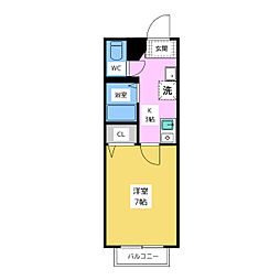 ｅ’ハウス軍水町 2階1Kの間取り