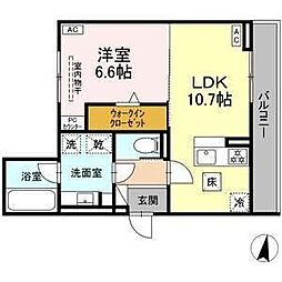 セレスティア苗代 1LDKの間取図画像