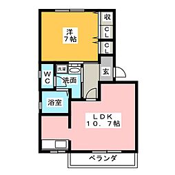 A.T.T.ハイツ1号 1LDKの間取図画像