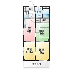 レインボー星崎 3DKの間取図画像