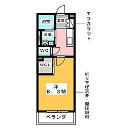 レアル瑞穂 1Kの間取図画像