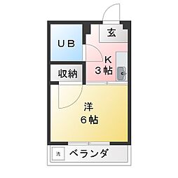 パークサイド豊岡 1Kの間取図画像