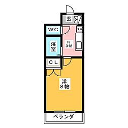 ユースちがま 1Kの間取図画像